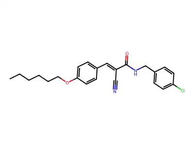 N-[(4-chlorophenyl)methyl]-2-cyano-3-[4-(hexyloxy)phenyl]prop-2-enamide structure