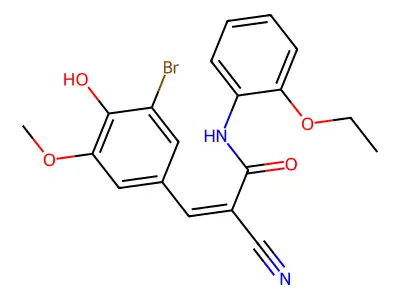 (Z)-3-(3-Bromo-4-hydroxy-5-methoxyphenyl)-2-cyano-N-(2-ethoxyphenyl)prop-2-enamide structure