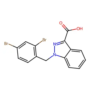 1-(2,4-Dibromobenzyl)-1H-indazole-3-carboxylic acid structure