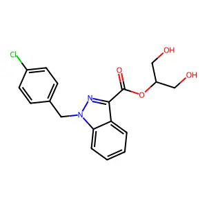 1H-Indazole-3-carboxylic acid, 1-(p-chlorobenzyl)-, 1,3-dihydroxy-2-propyl ester structure
