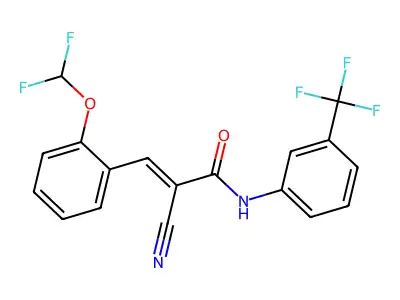 (E)-2-cyano-3-[2-(difluoromethoxy)phenyl]-N-[3-(trifluoromethyl)phenyl]prop-2-enamide structure