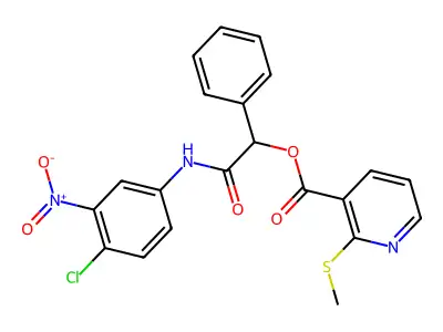 [(4-chloro-3-nitro-phenyl)carbamoyl-phenyl-methyl] 2-methylsulfanylpyridine-3-carboxylate structure