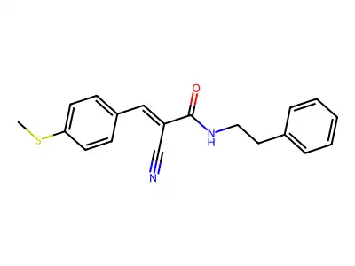 2-cyano-3-[4-(methylsulfanyl)phenyl]-N-(2-phenylethyl)prop-2-enamide structure