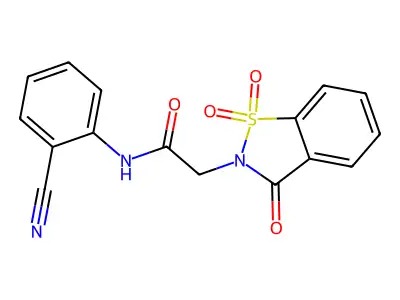N-(2-cyanophenyl)-2-(1,1,3-trioxo-1,2-benzothiazol-2-yl)acetamide structure