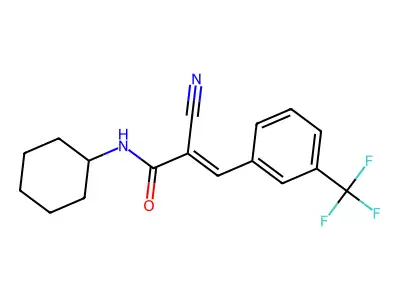 (E)-2-cyano-N-cyclohexyl-3-[3-(trifluoromethyl)phenyl]prop-2-enamide structure
