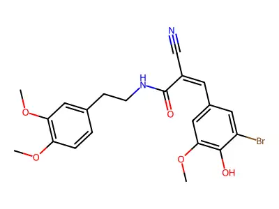 (Z)-3-(3-Bromo-4-hydroxy-5-methoxyphenyl)-2-cyano-N-[2-(3,4-dimethoxyphenyl)ethyl]prop-2-enamide structure
