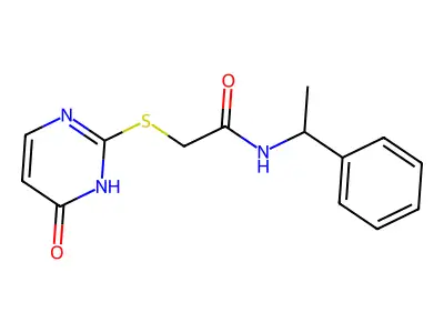 2-[(6-oxo-1,6-dihydropyrimidin-2-yl)sulfanyl]-N-(1-phenylethyl)acetamide structure