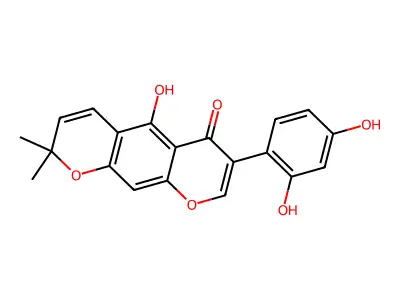 7-(3,5-Dihydroxyphenyl)-5-hydroxy-2,2-dimethylpyrano[3,2-g]chromen-6-one structure