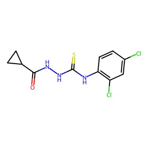 2-(cyclopropylcarbonyl)-N-(2,4-dichlorophenyl)hydrazinecarbothioamide structure