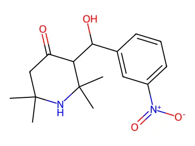3-[Hydroxy(3-nitrophenyl)methyl]-2,2,6,6-tetramethyl-4-piperidinone structure