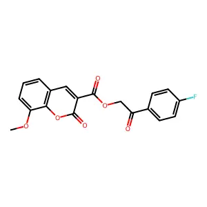 2-(4-fluorophenyl)-2-oxoethyl 8-methoxy-2-oxo-2H-chromene-3-carboxylate structure