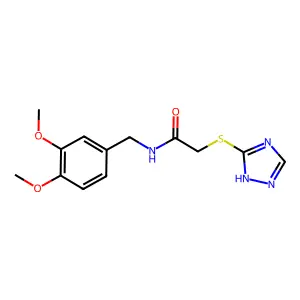 N-[(3,4-dimethoxyphenyl)methyl]-2-(1H-1,2,4-triazol-5-ylsulfanyl)acetamide structure
