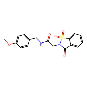 2-(1,1-dioxido-3-oxo-1,2-benzisothiazol-2(3H)-yl)-N-(4-methoxybenzyl)acetamide structure