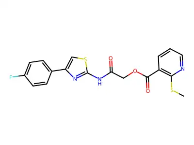 2-((4-(4-Fluorophenyl)thiazol-2-yl)amino)-2-oxoethyl 2-(methylthio)nicotinate structure