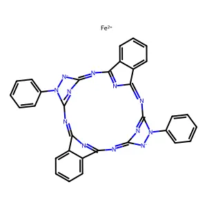 (8,20-Dihydro-8,20-diphenyl-5,24:12,17-diimino-7,10:22,19-dinitrilodibenz(f,p)(1,2,4,9,11,12,14,19)octaazacycloicosinato(2-)-N25,N26,N27,N28)iron structure