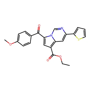 Ethyl 7-(4-methoxybenzoyl)-3-(2-thienyl)pyrrolo(1,2-C)pyrimidine-5-carboxylate structure