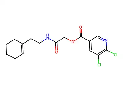 [2-[2-(cyclohexen-1-yl)ethylamino]-2-oxoethyl] 5,6-dichloropyridine-3-carboxylate structure
