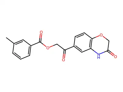 [2-oxo-2-(3-oxo-4H-1,4-benzoxazin-6-yl)ethyl] 3-methylbenzoate structure