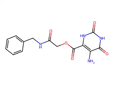 [2-(benzylamino)-2-oxoethyl] 5-amino-2,4-dioxo-1H-pyrimidine-6-carboxylate structure