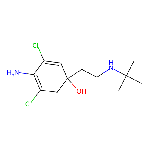 4-Amino-1-[2-(tert-butylamino)ethyl]-3,5-dichlorocyclohexa-2,4-dien-1-ol structure