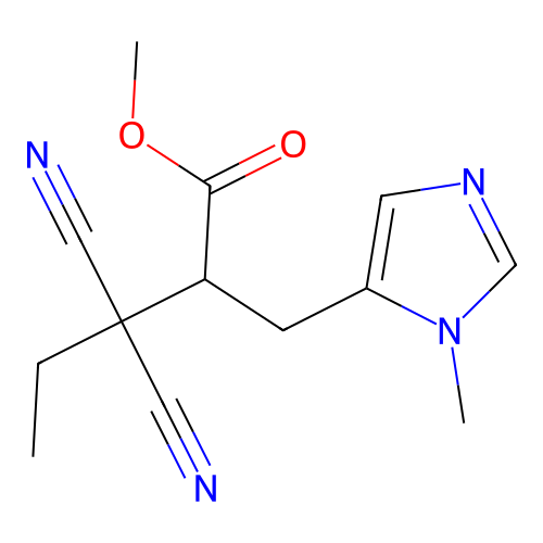methyl 3,3-dicyano-2-[(1-methyl-1H-imidazol-5-yl)methyl]pentanoate structure