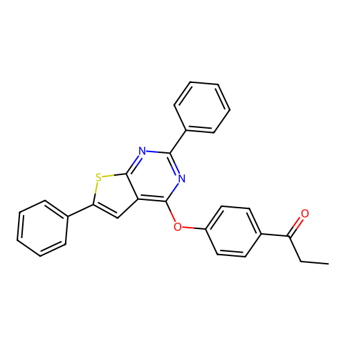 1-[4-({2,6-Diphenylthieno[2,3-d]pyrimidin-4-yl}oxy)phenyl]propan-1-one structure