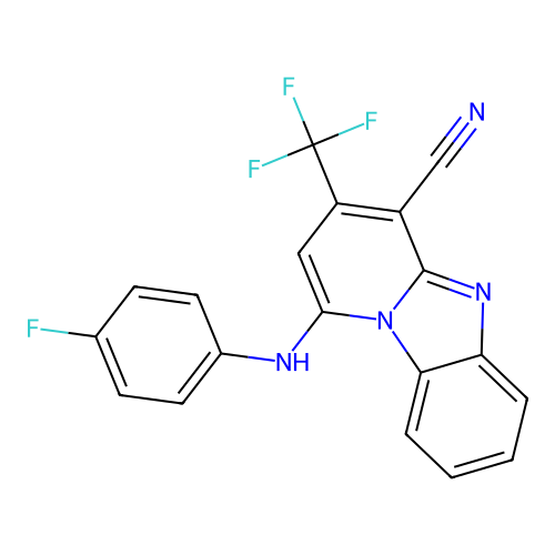 1-(4-Fluoroanilino)-3-(trifluoromethyl)pyrido[1,2-a]benzimidazole-4-carbonitrile structure