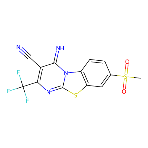 4-imino-8-(methylsulfonyl)-2-(trifluoromethyl)-4H-benzo[4,5]thiazolo[3,2-a]pyrimidine-3-carbonitrile structure
