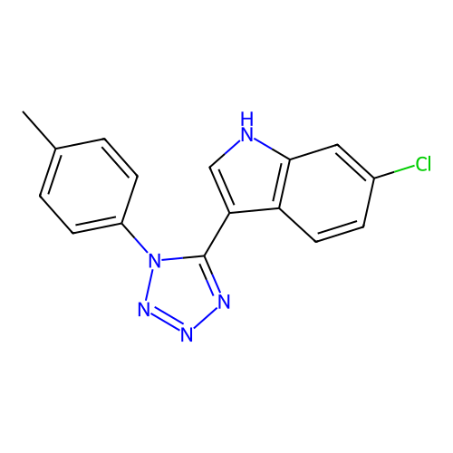 6-chloro-3-[1-(4-methylphenyl)-1H-tetraazol-5-yl]-1H-indole structure