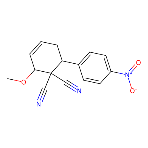 6-{4-Nitrophenyl}-2-methoxy-3-cyclohexene-1,1-dicarbonitrile structure
