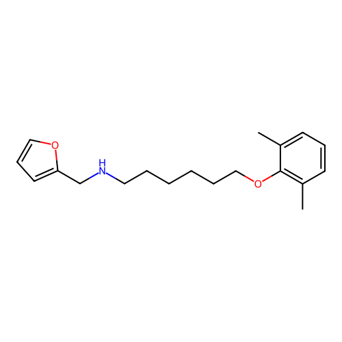 N-[6-(2,6-dimethylphenoxy)hexyl]-N-(2-furylmethyl)amine structure