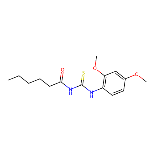 N-[(2,4-dimethoxyphenyl)carbamothioyl]hexanamide structure