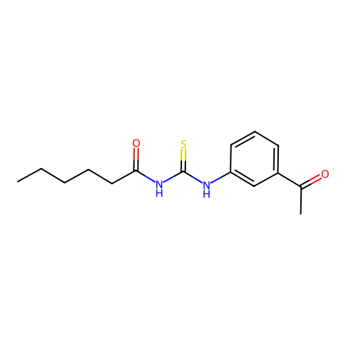 N-[(3-acetylphenyl)carbamothioyl]hexanamide structure