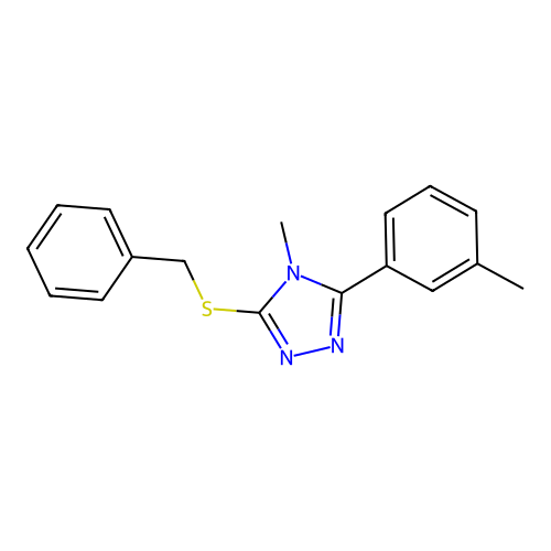3-(benzylsulfanyl)-4-methyl-5-(3-methylphenyl)-4H-1,2,4-triazole structure