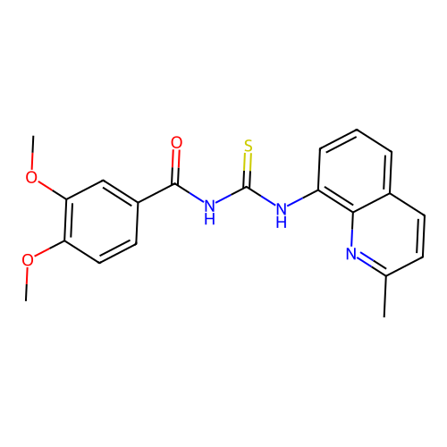 3,4-dimethoxy-N-[(2-methylquinolin-8-yl)carbamothioyl]benzamide structure