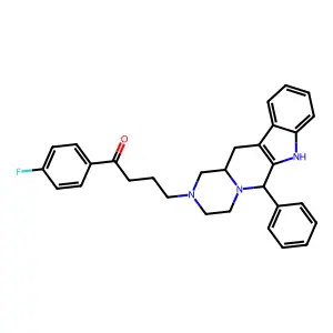 Butyrophenone, 4'-fluoro-4-(6-phenyl-1,2,3,4,6,7,12,12a-octahydropyrazino(1',2':1,6)pyrido(3,4-b)indol-2-yl)-, (E)-(+-)- structure