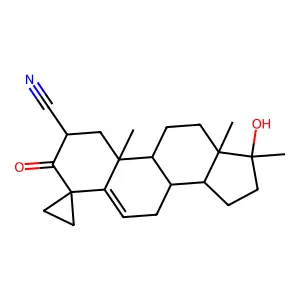 17-Hydroxy-17-methyl-3-oxospiro(androst-5-ene-4,1'-cyclopropane)-2-carbonitrile structure