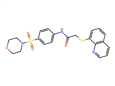 N-(4-morpholin-4-ylsulfonylphenyl)-2-quinolin-8-ylsulfanylacetamide structure
