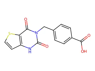 4-[(2,4-dioxo-1,4-dihydrothieno[3,2-d]pyrimidin-3(2H)-yl)methyl]benzoic acid structure