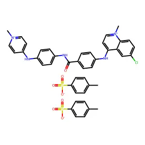 Quinolinium, 6-chloro-1-methyl-4-(p-((p-((1-methylpyridinium-4-yl)amino)phenyl)carbamoyl)anilino)-, di-p-toluenesulfonate structure