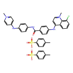 Quinolinium, 8-chloro-1-methyl-4-(p-((p-((1-methylpyridinium-4-yl)amino)phenyl)carbamoyl)anilino)-, di-p-toluenesulfonate structure