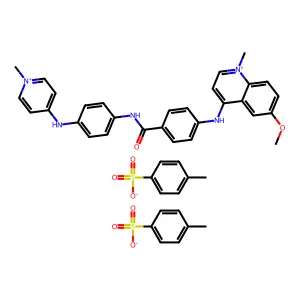 Quinolinium, 6-methoxy-1-methyl-4-(p-((p-((1-methylpyridinium-4-yl)amino)phenyl)carbamoyl)anilino)-, di-p-toluenesulfonate structure