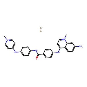 Quinolinium, 7-amino-1-methyl-4-(p-((p-((1-methylpyridinium-4-yl)amino)phenyl)carbamoyl)anilino)-, dibromide structure
