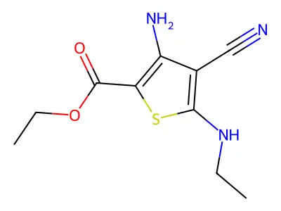 Ethyl 3-amino-4-cyano-5-(ethylamino)thiophene-2-carboxylate structure