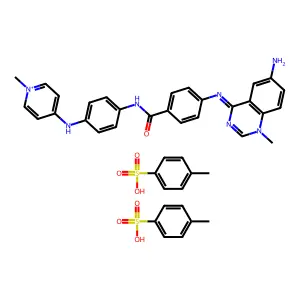 Quinazolinium, 6-amino-1-methyl-4-((4-(((4-((1-methylpyridinium-4-yl)amino)phenyl)amino)carbonyl)phenyl)amino)-, salt with 4-methylbenzenesulfonic acid (1:2) structure