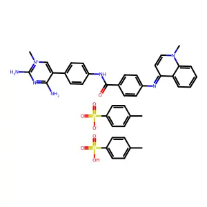 Quinolinium, 4-((4-(((4-(2,4-diamino-1-methylpyrimidinium-5-yl)phenyl)amino)carbonyl)phenyl)amino)-1-methyl-, salt with 4-methylbenzenesulfonic acid (1:2) structure