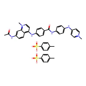 Quinolinium, 7-acetamido-1-methyl-4-(p-(p-((1-methylpyridinium-4-yl)amino)benzamido)anilino)-, di-p-toluenesulfonate structure