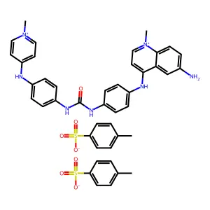 Quinolinium, 6-amino-1-methyl-4-(p-((p-((1-methylpyridinium-4-yl)amino)phenyl)ureylene)anilino)-, di-p-toluenesulfonate structure