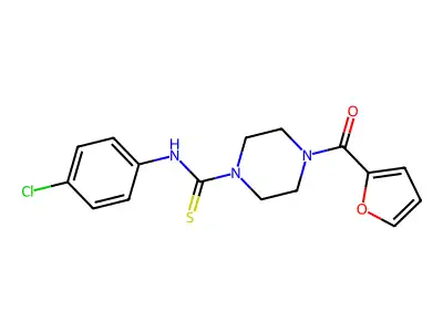 N-(4-chlorophenyl)-4-(furan-2-carbonyl)piperazine-1-carbothioamide structure