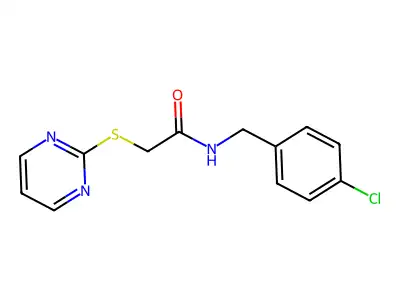 N-[(4-chlorophenyl)methyl]-2-pyrimidin-2-ylsulfanylacetamide structure